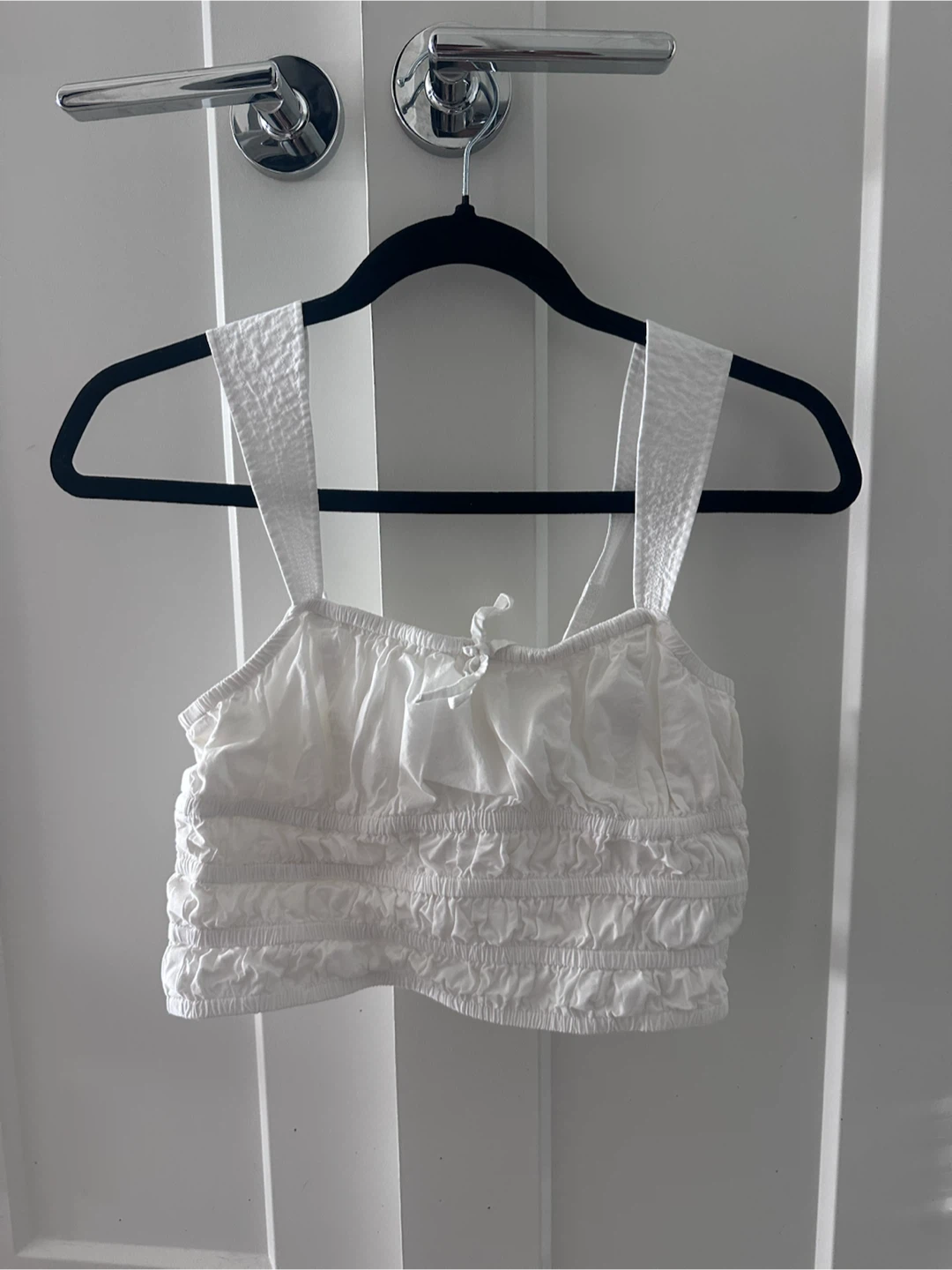 Sunday Best White Smocked Cropped Tank Top XS - photo 3