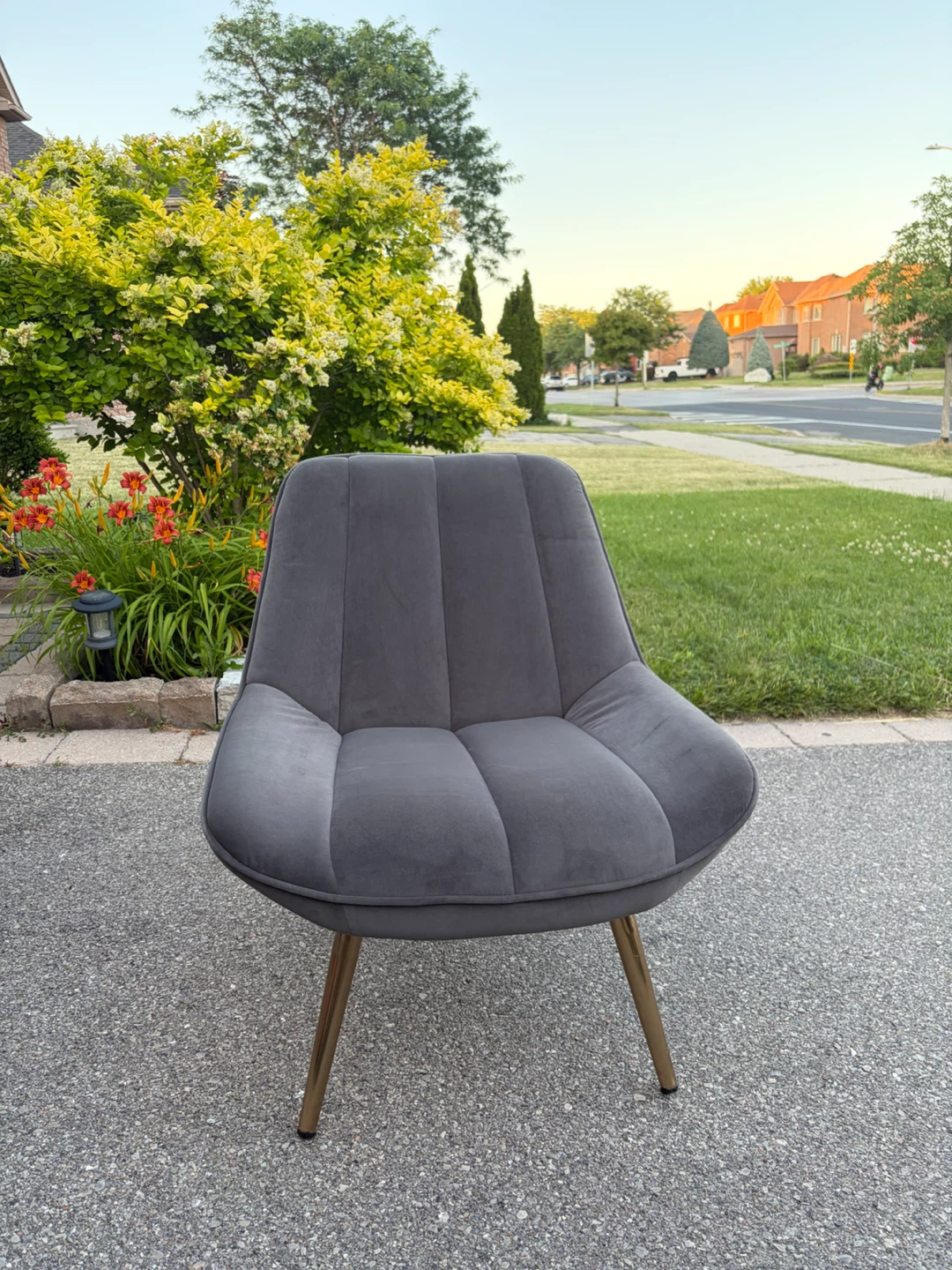 Grey Velvet Accent Chair