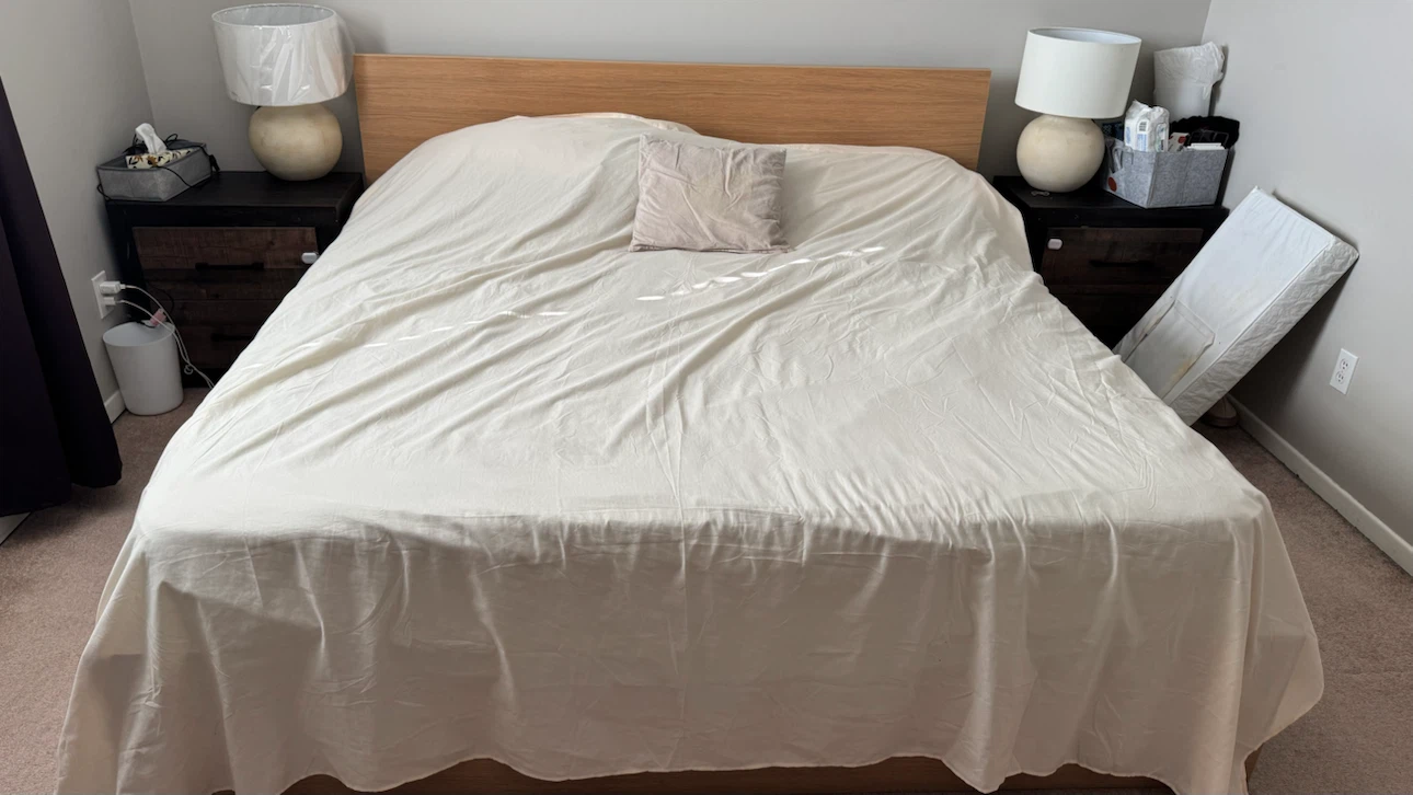 IKEA MALM king-size bed frame in the oak veneer finish