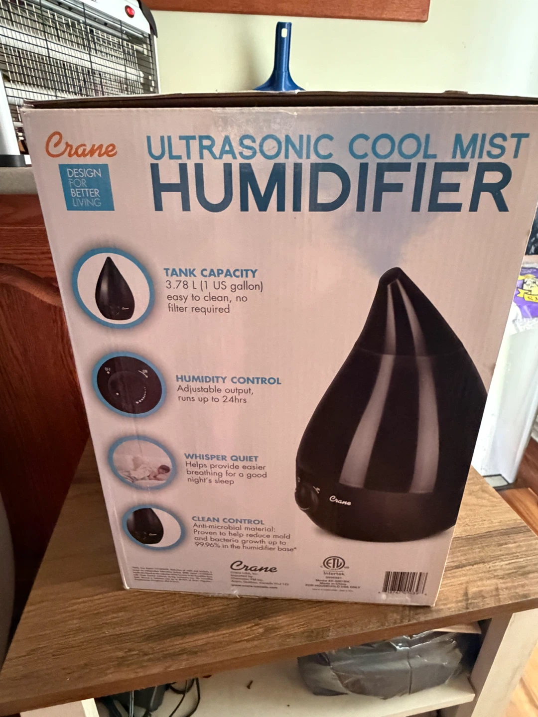 Crane Ultrasonic Cool Mist Air Humidifier - Black - photo 3