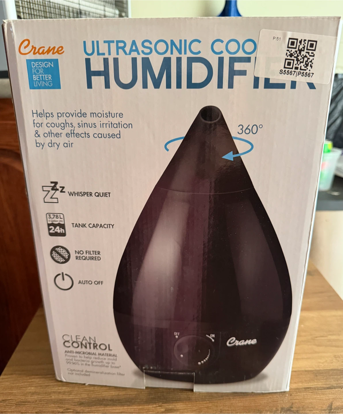 Crane Ultrasonic Cool Mist Air Humidifier - Black - photo 5