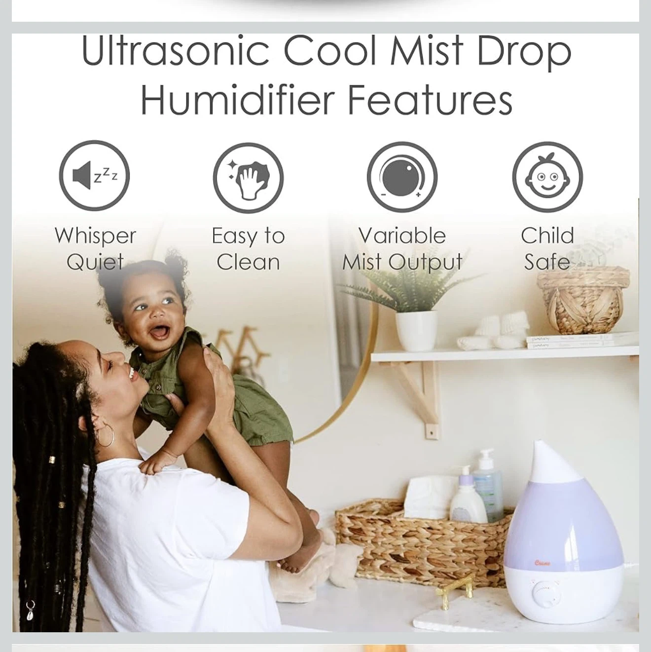 Crane Ultrasonic Cool Mist Drop Humidifier - photo 2