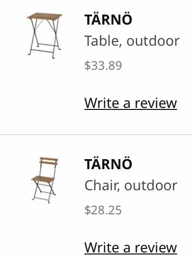 IKEA TÄRNÖ Outdoor Table and Chair Set - photo 2