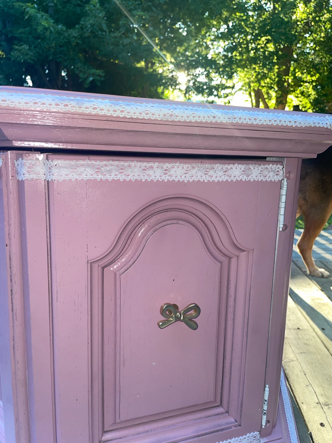 Pink Decorative Pedestal Table with Lace Trim - photo 5