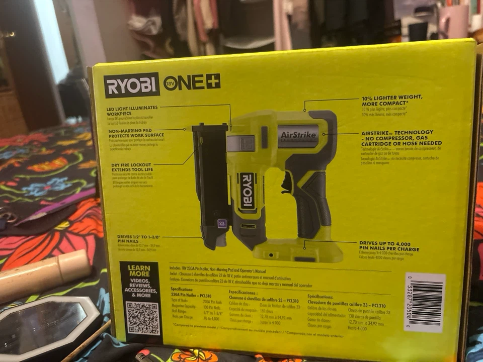 Ryobi ONE+ 18V Cordless AirStrike 23GA Pin Nailer - photo 3