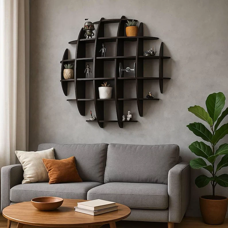 Sphere cross hatch wall shelf modern