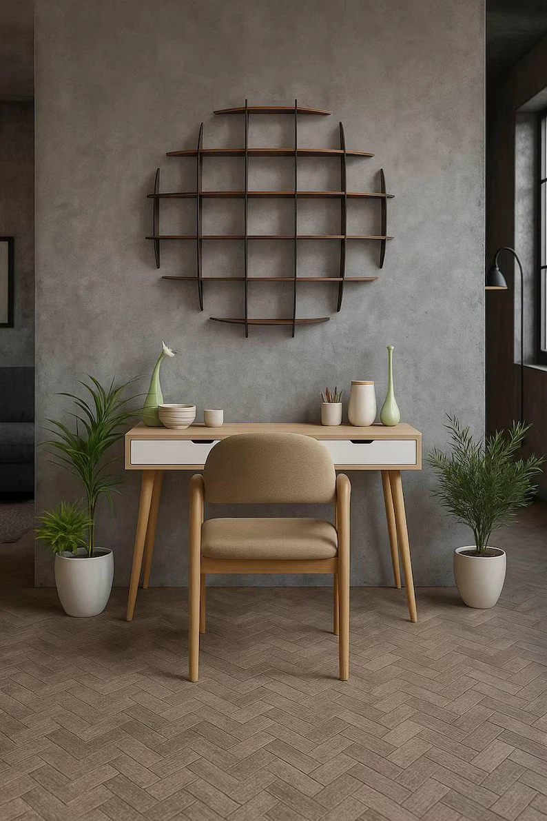 Sphere cross hatch wall shelf modern - photo 2