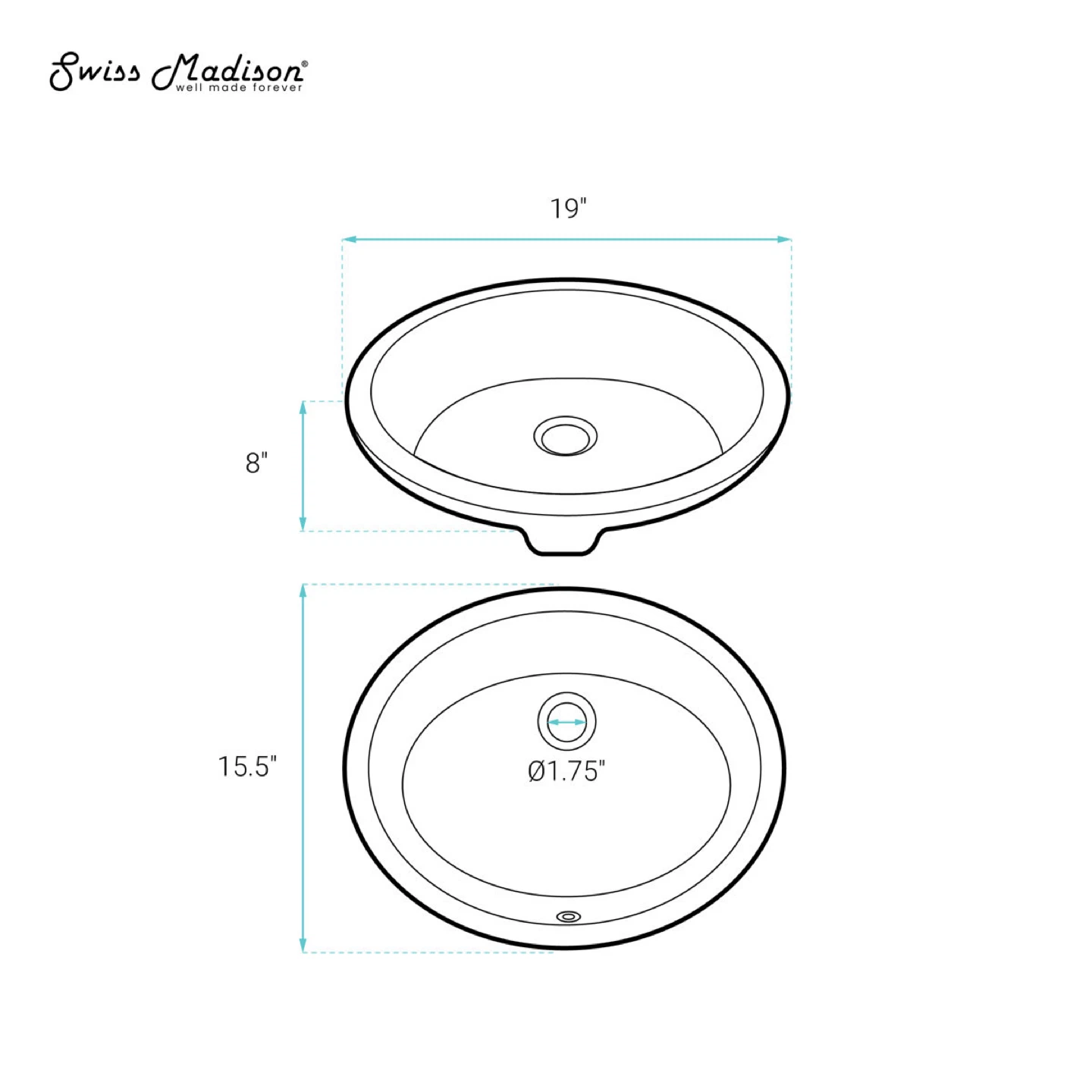 Swiss Madison 18" Oval Undermount Bathroom Sink Matte Black - photo 3