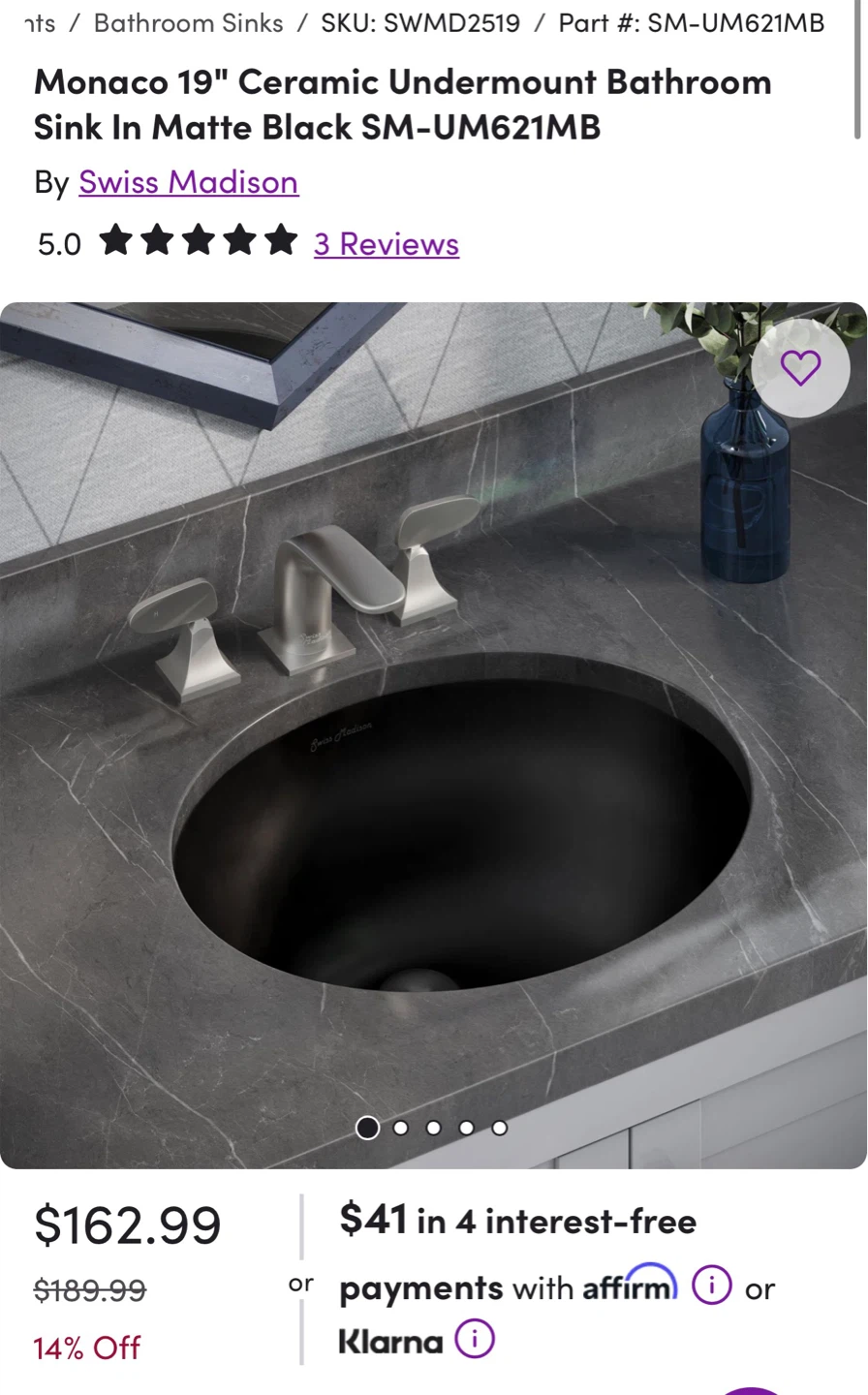 Swiss Madison 18" Oval Undermount Bathroom Sink Matte Black