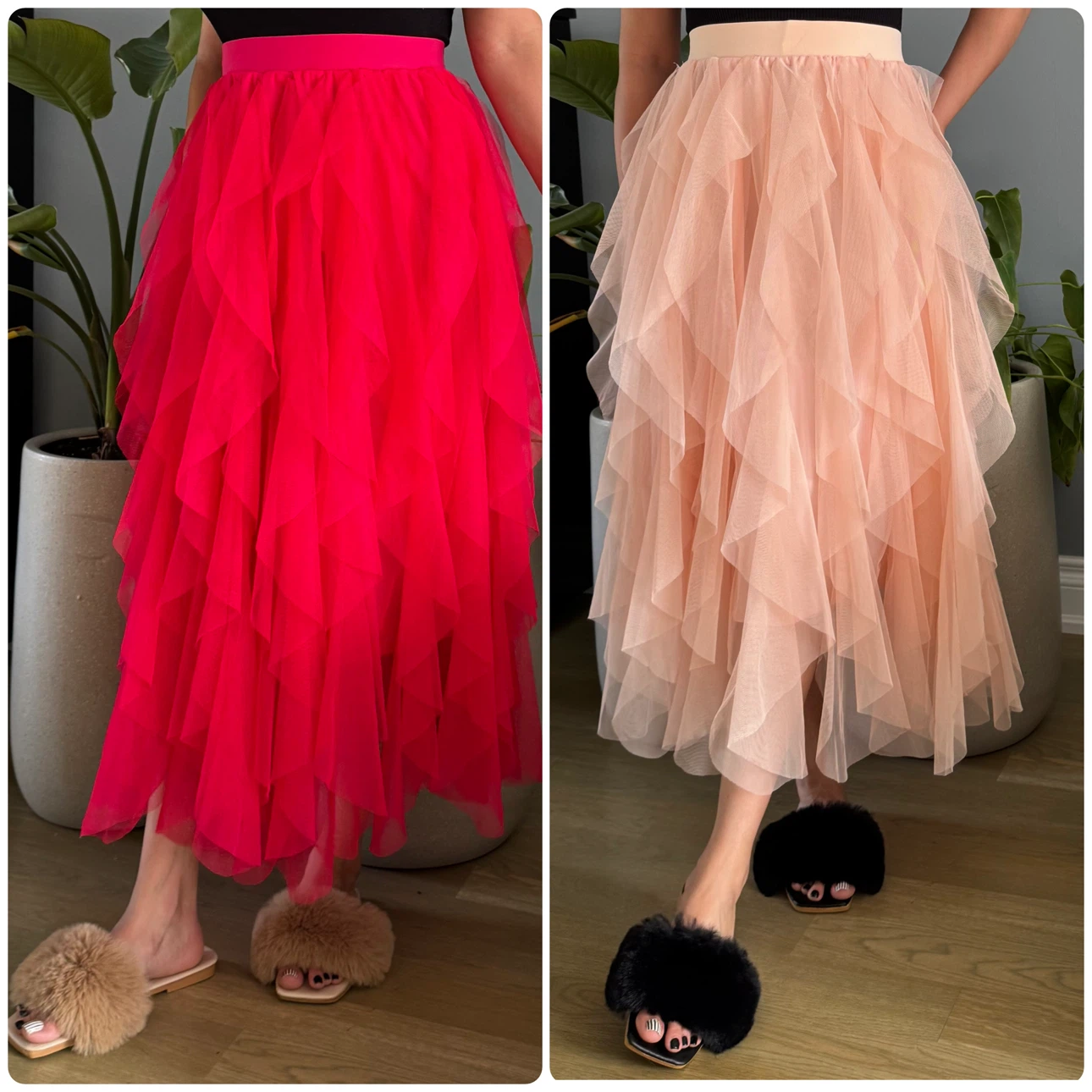 Women's Tulle Layered Midi Skirt Free Size