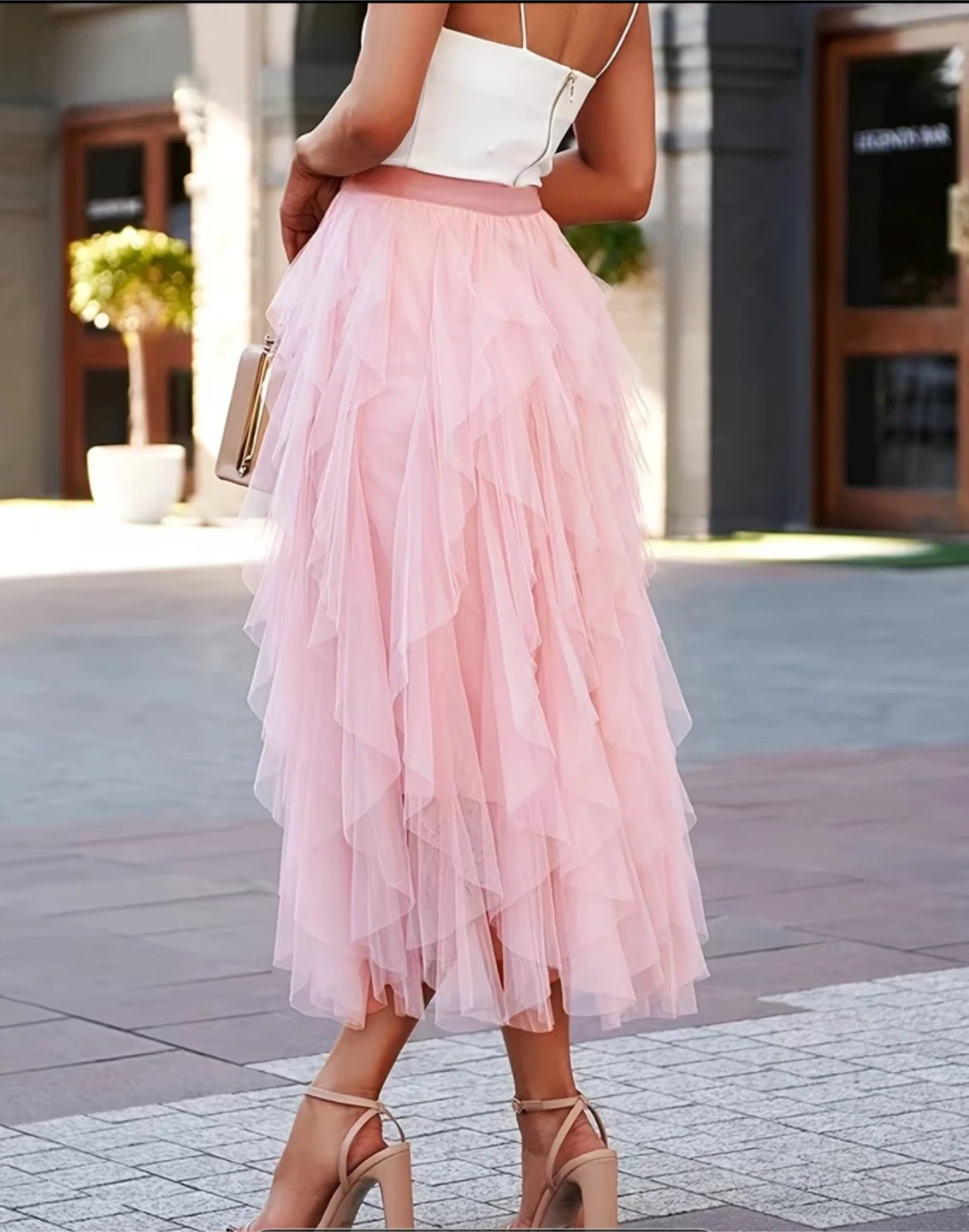 Women's Tulle Layered Midi Skirt Free Size - photo 4