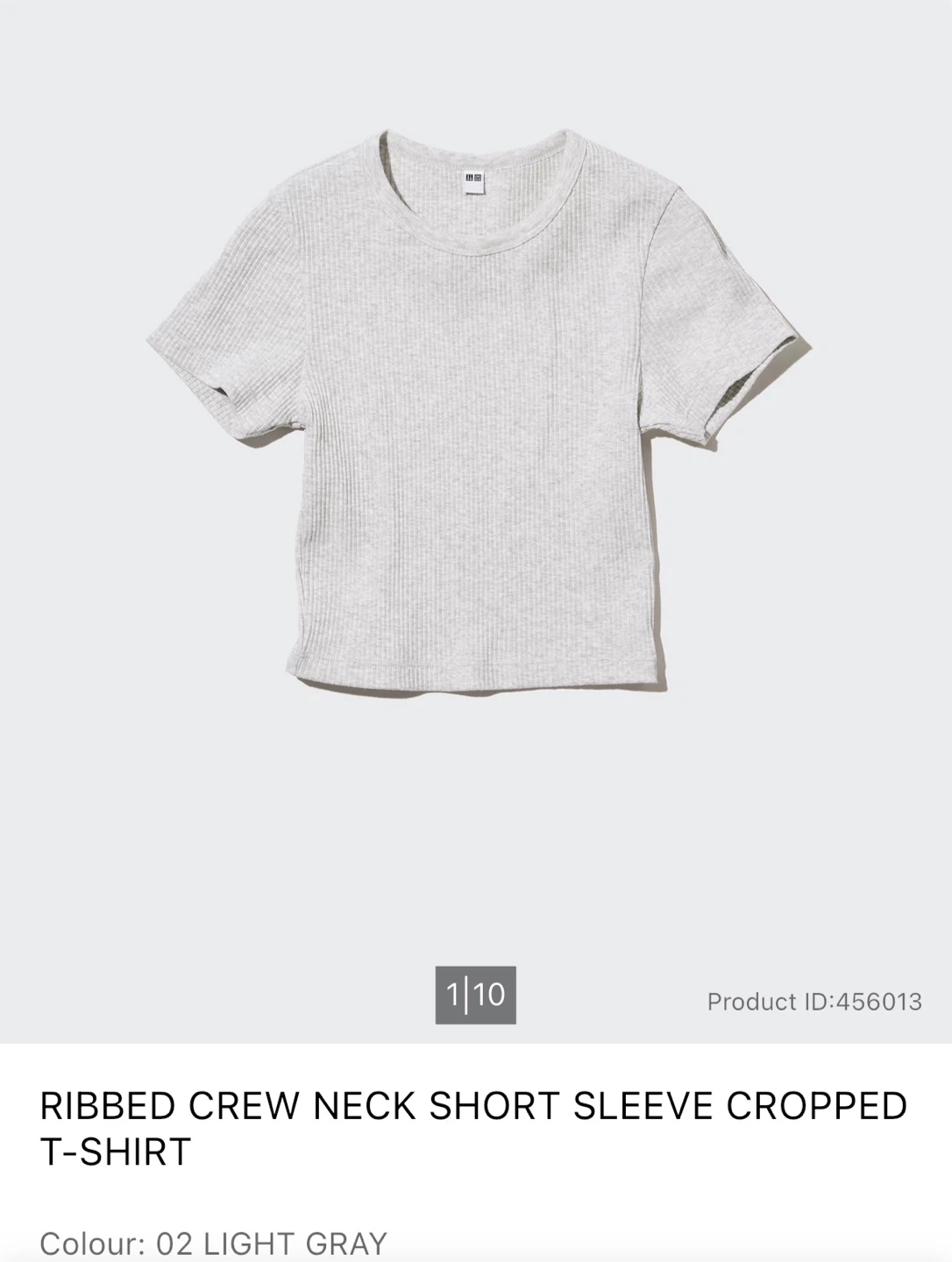 Uniqlo Light Grey Cropped Ribbed Tee - photo 4