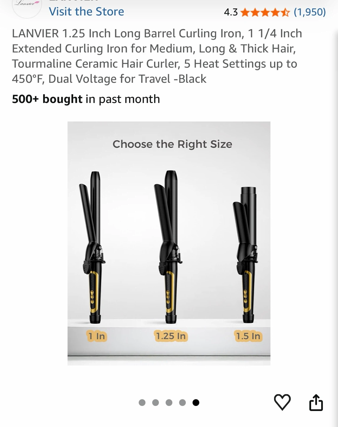 LANVIER 1.25 Inch Long Barrel Curling Iron - Black - photo 4