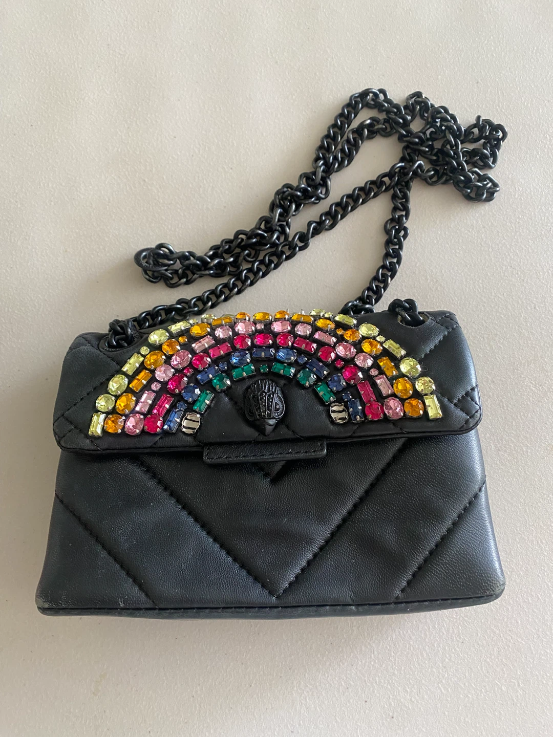 Kurt Geiger Mini Kensington Bag - Black Rainbow Embellished
