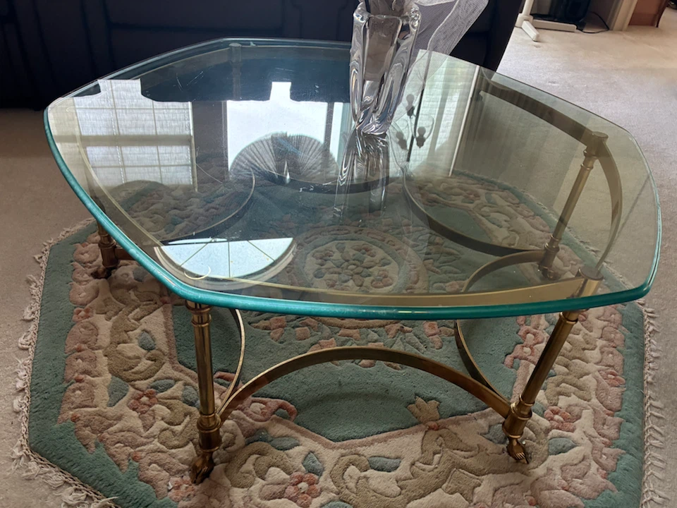 Glass and Brass Coffee Table