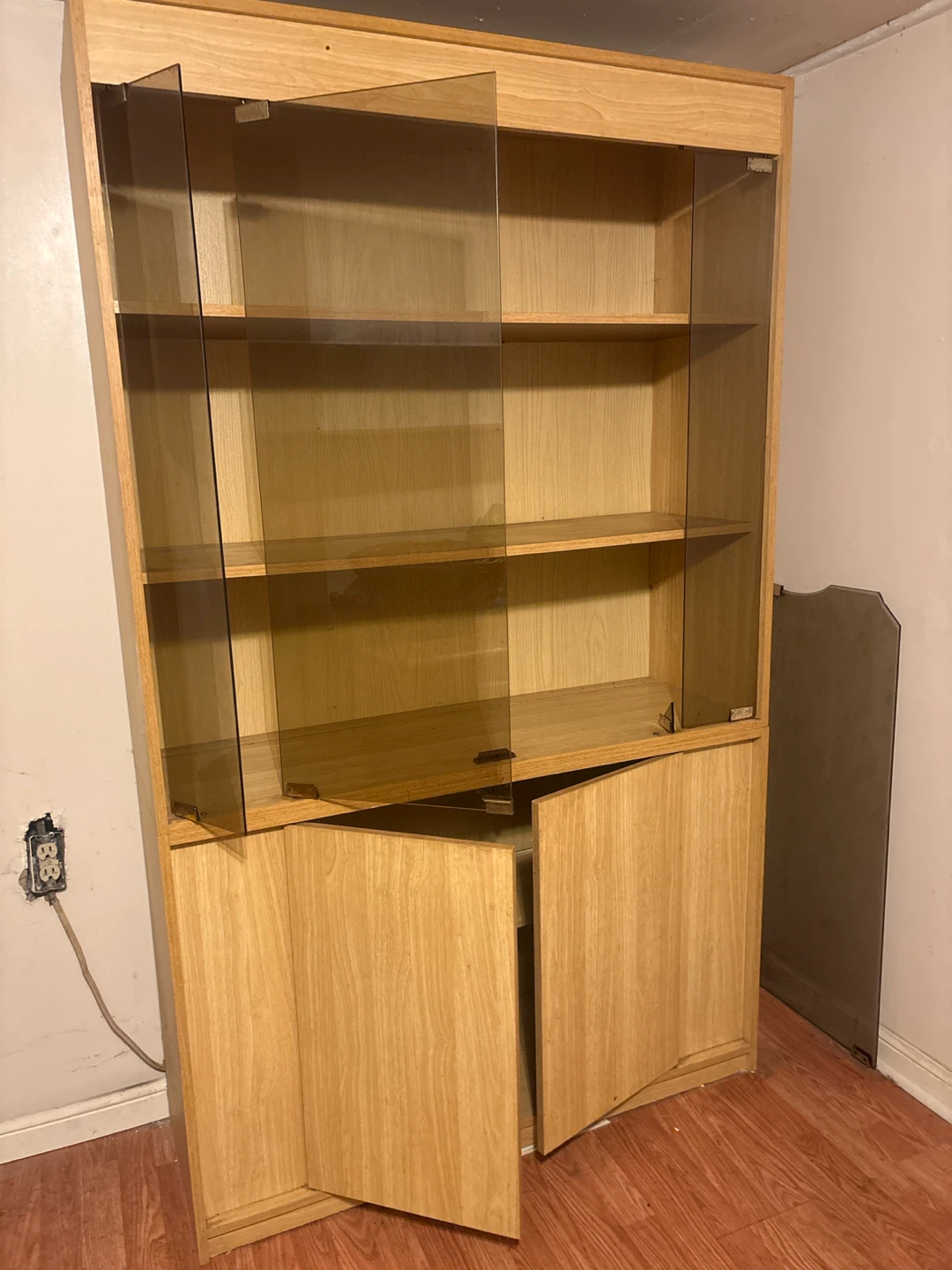 Wooden Bookcase with Glass Doors