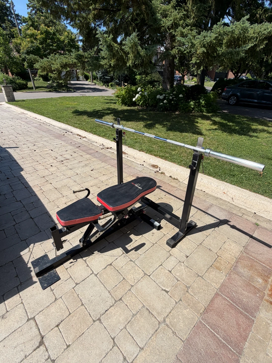 Adjustable Weight Bench with Barbell - photo 2