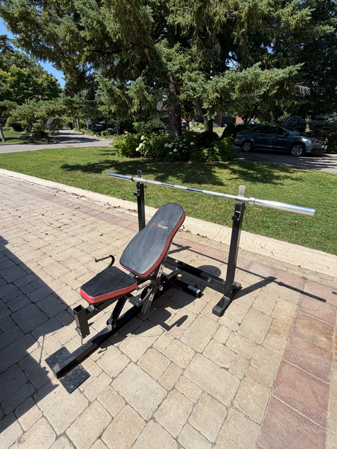 Adjustable Weight Bench with Barbell - photo 3