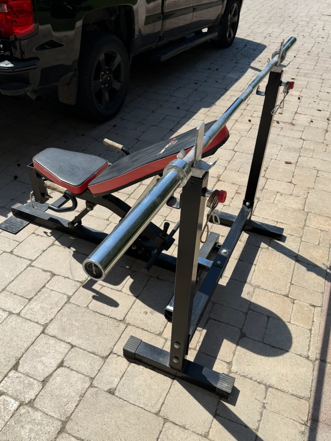 Adjustable Weight Bench with Barbell - photo 4