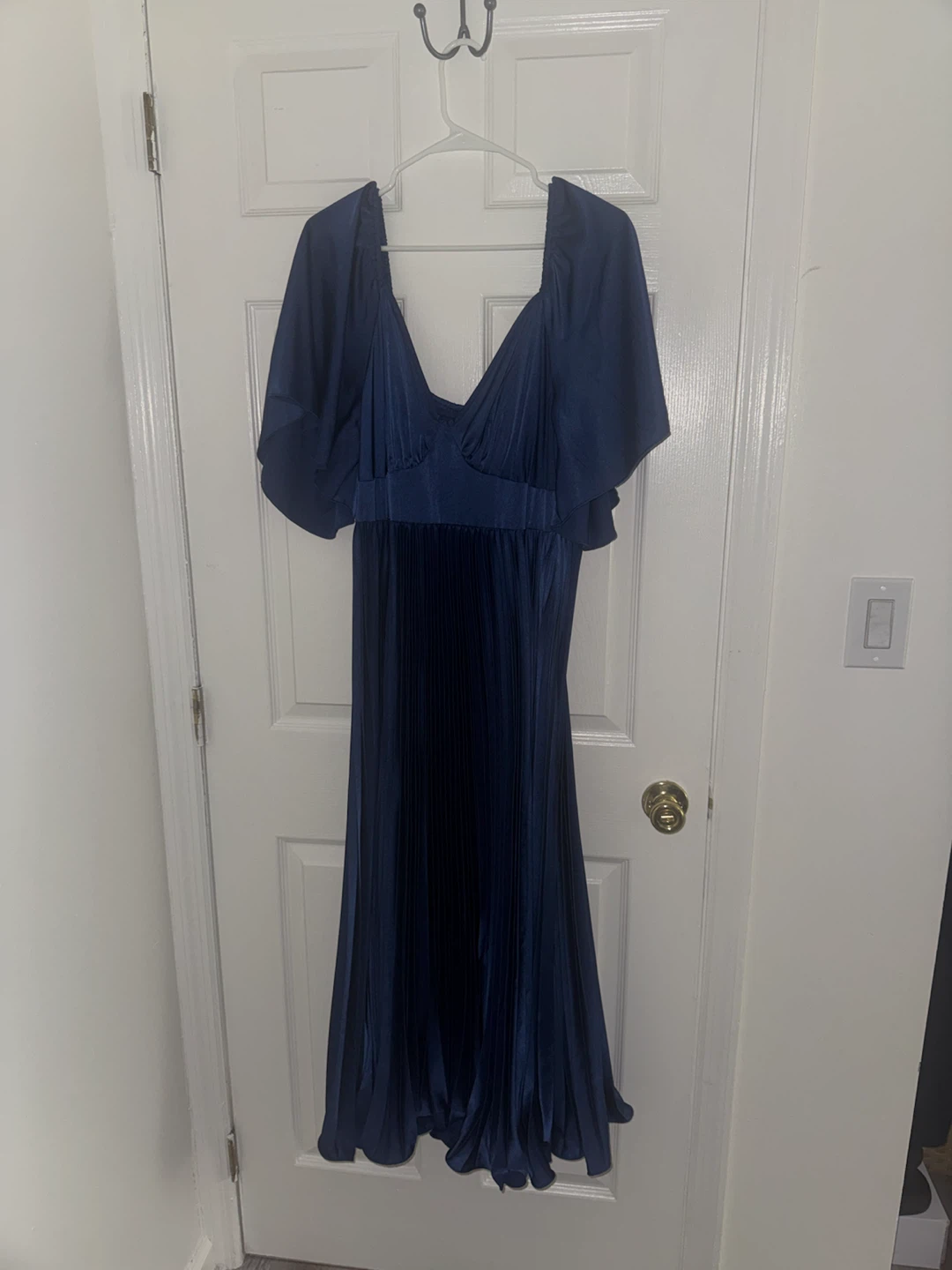 Navy Blue Pleated Maxi Dress