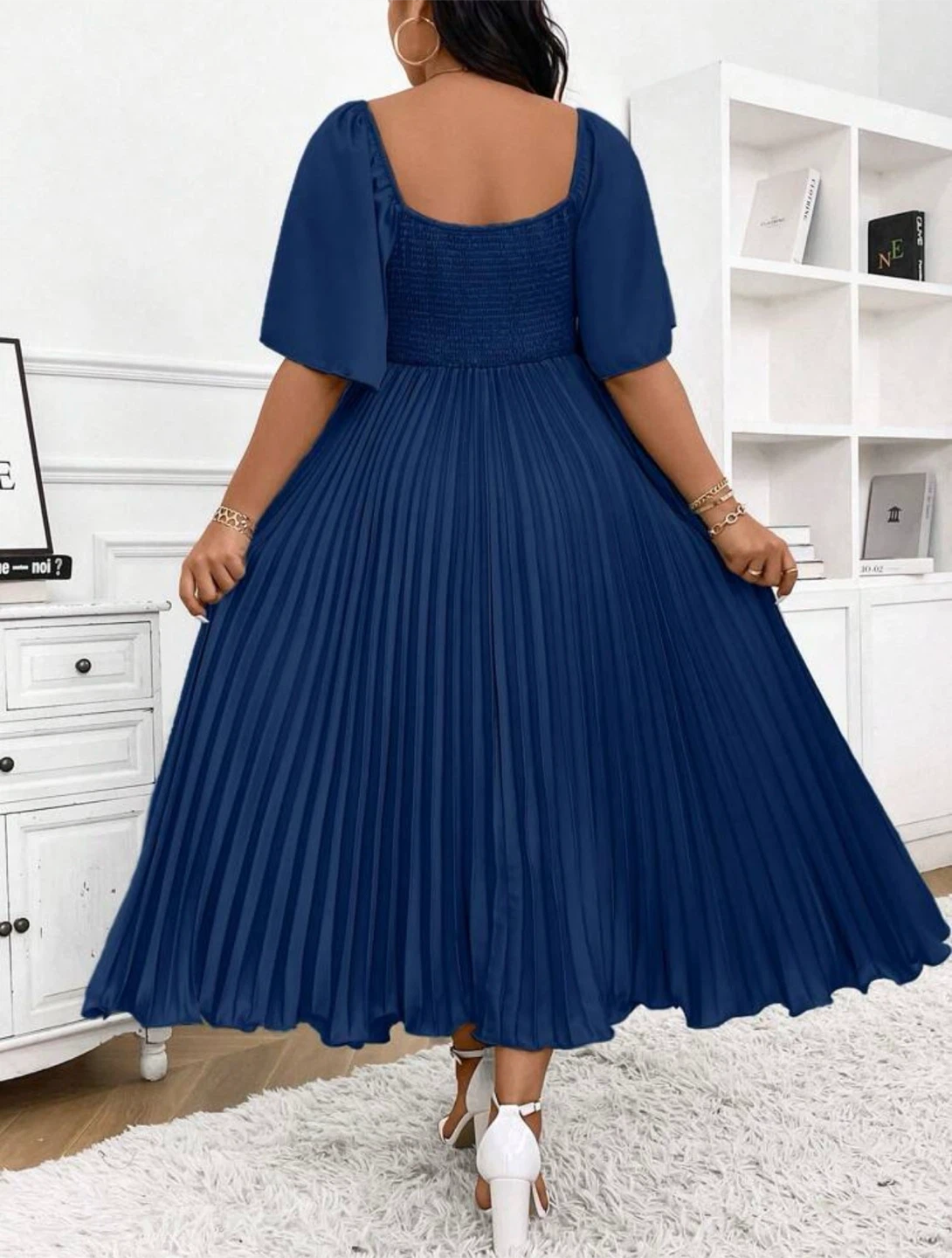 Navy Blue Pleated Maxi Dress - photo 2