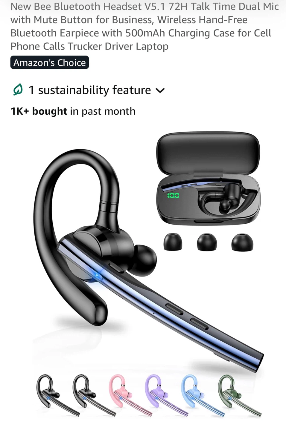 New Bee Bluetooth Headset V5.1 with Mute Button