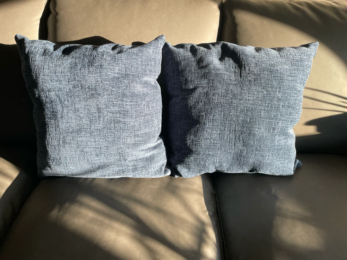Set of 2 Blue Textured Throw Pillows