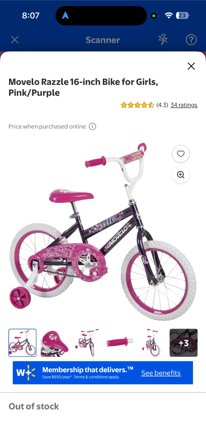Movelo Razzle 16-inch Bike for Girls Pink/Purple