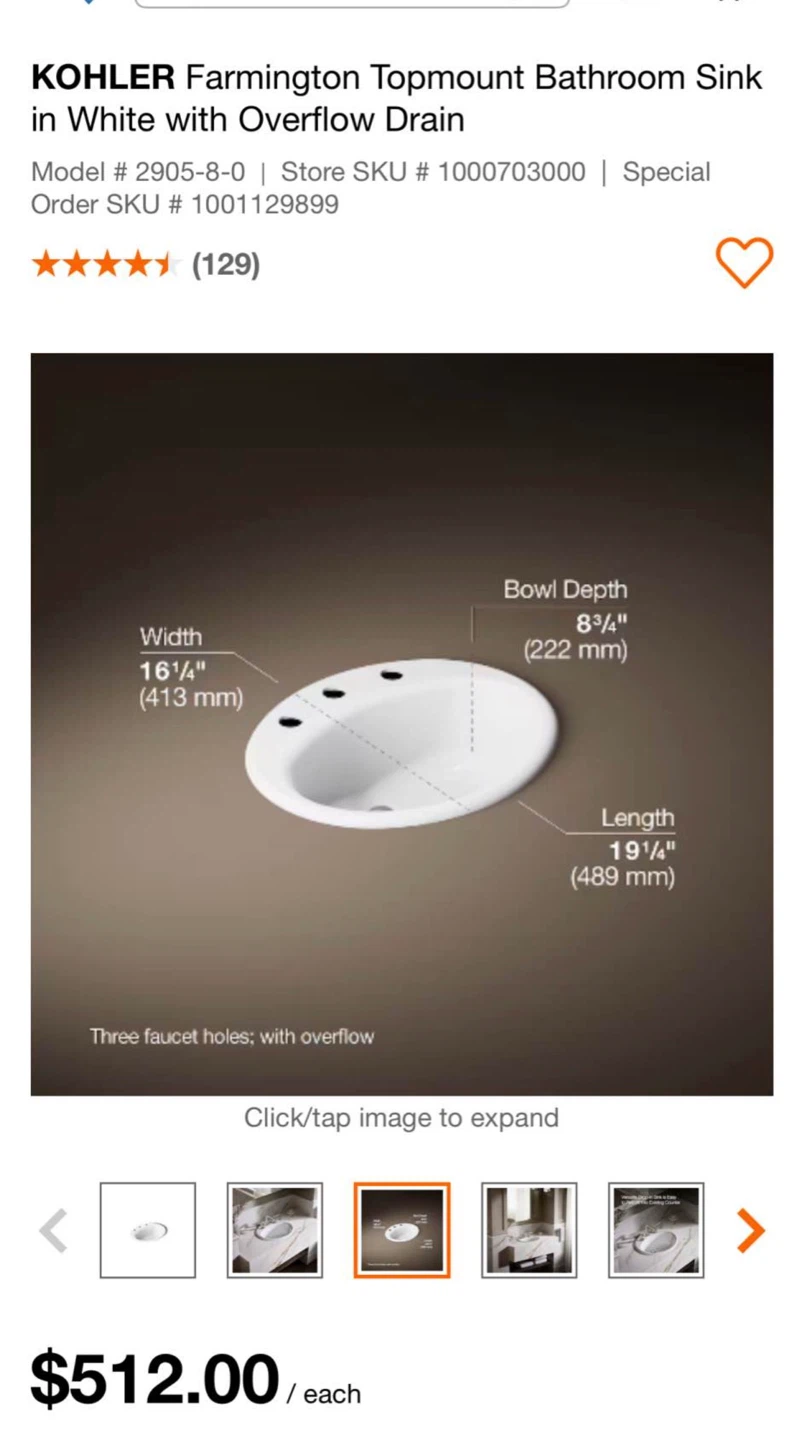 KOHLER Farmington Topmount Bathroom Sink - photo 2