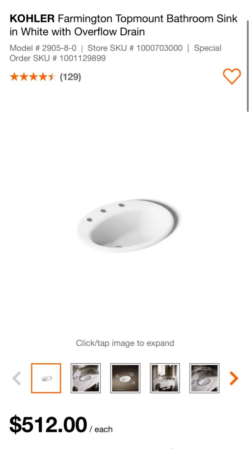 KOHLER Farmington Topmount Bathroom Sink