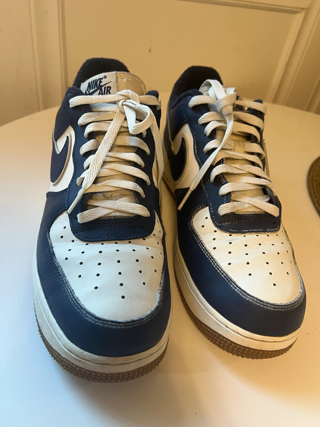 Nike Air Force 1 Navy & White Sneakers - photo 2