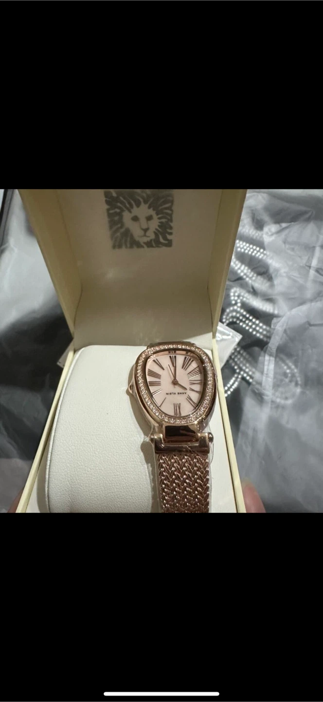 Anne Klein Rose Gold Tone Oval Watch with Crystal Bezel - photo 2