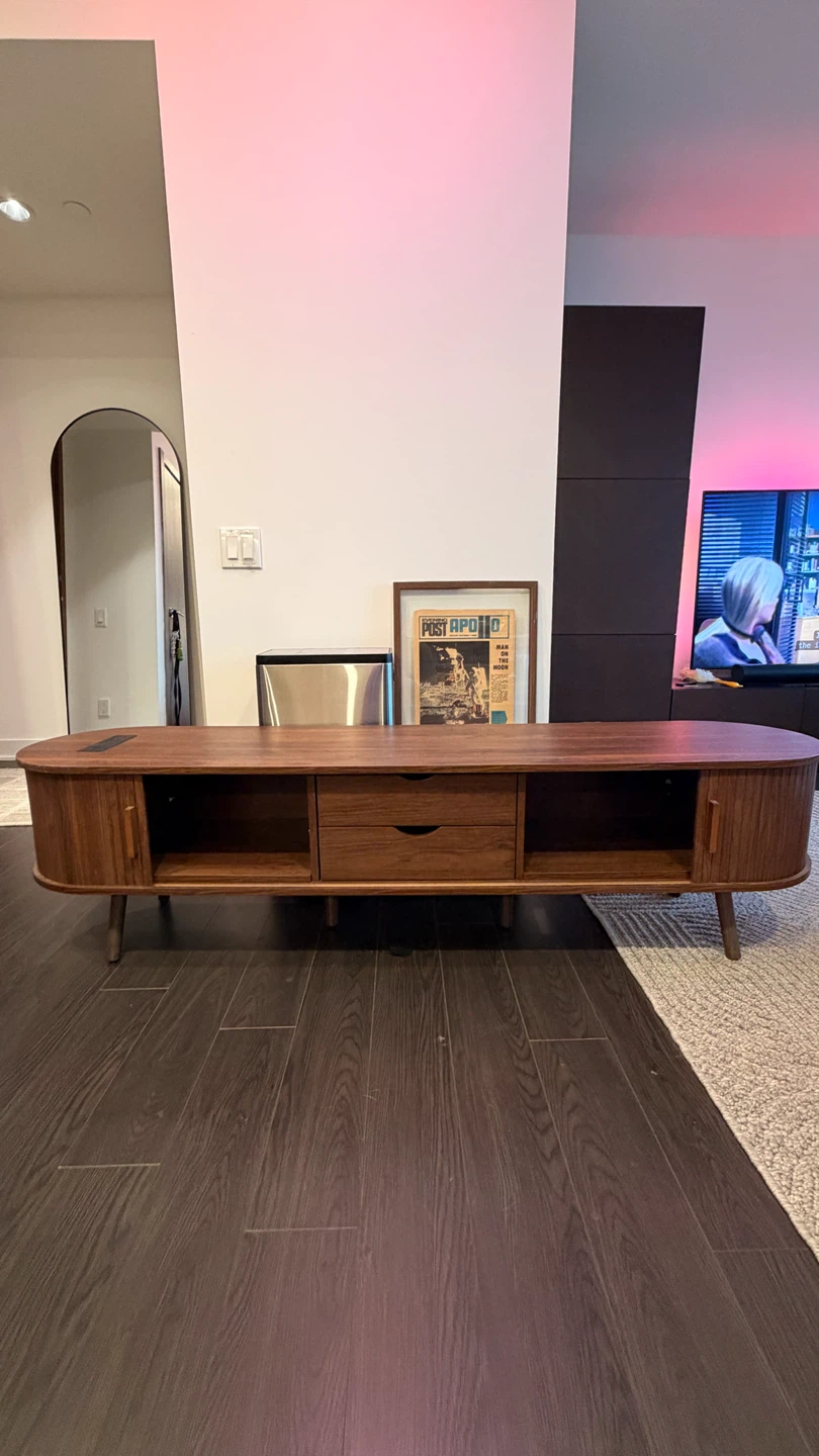 Mid-century Modern Fluted Wood Media Console