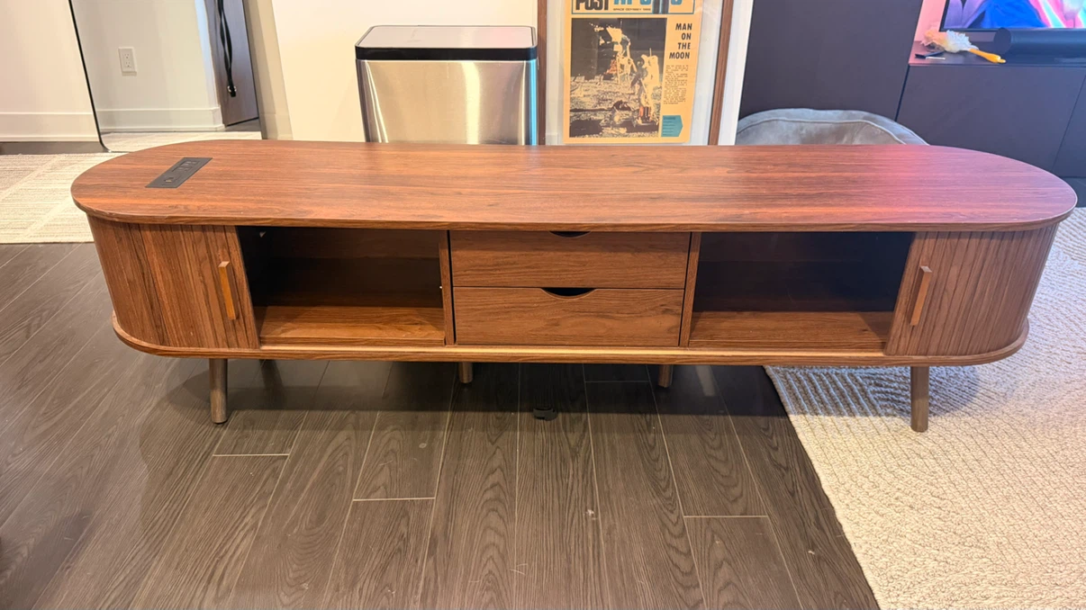 Mid-century Modern Fluted Wood Media Console - photo 2
