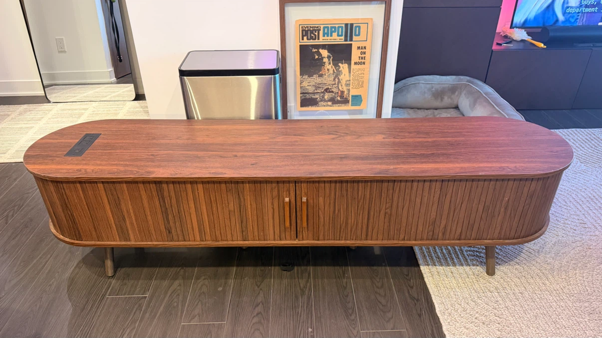 Mid-century Modern Fluted Wood Media Console - photo 3
