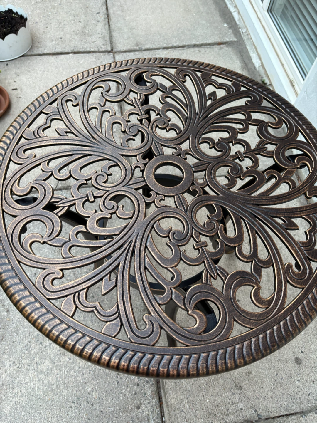 Ornate Bronze Patio Side Table