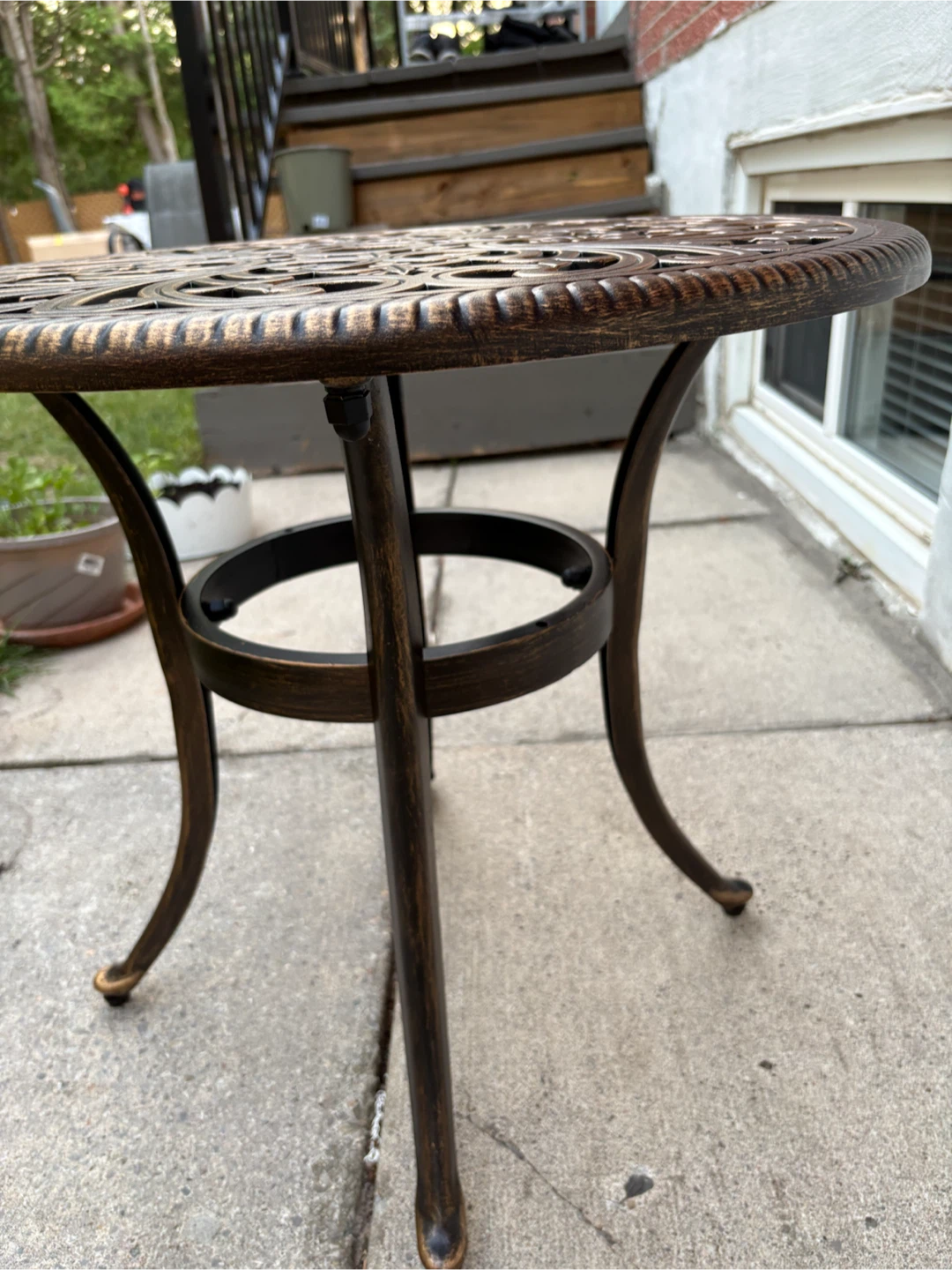 Ornate Bronze Patio Side Table - photo 4