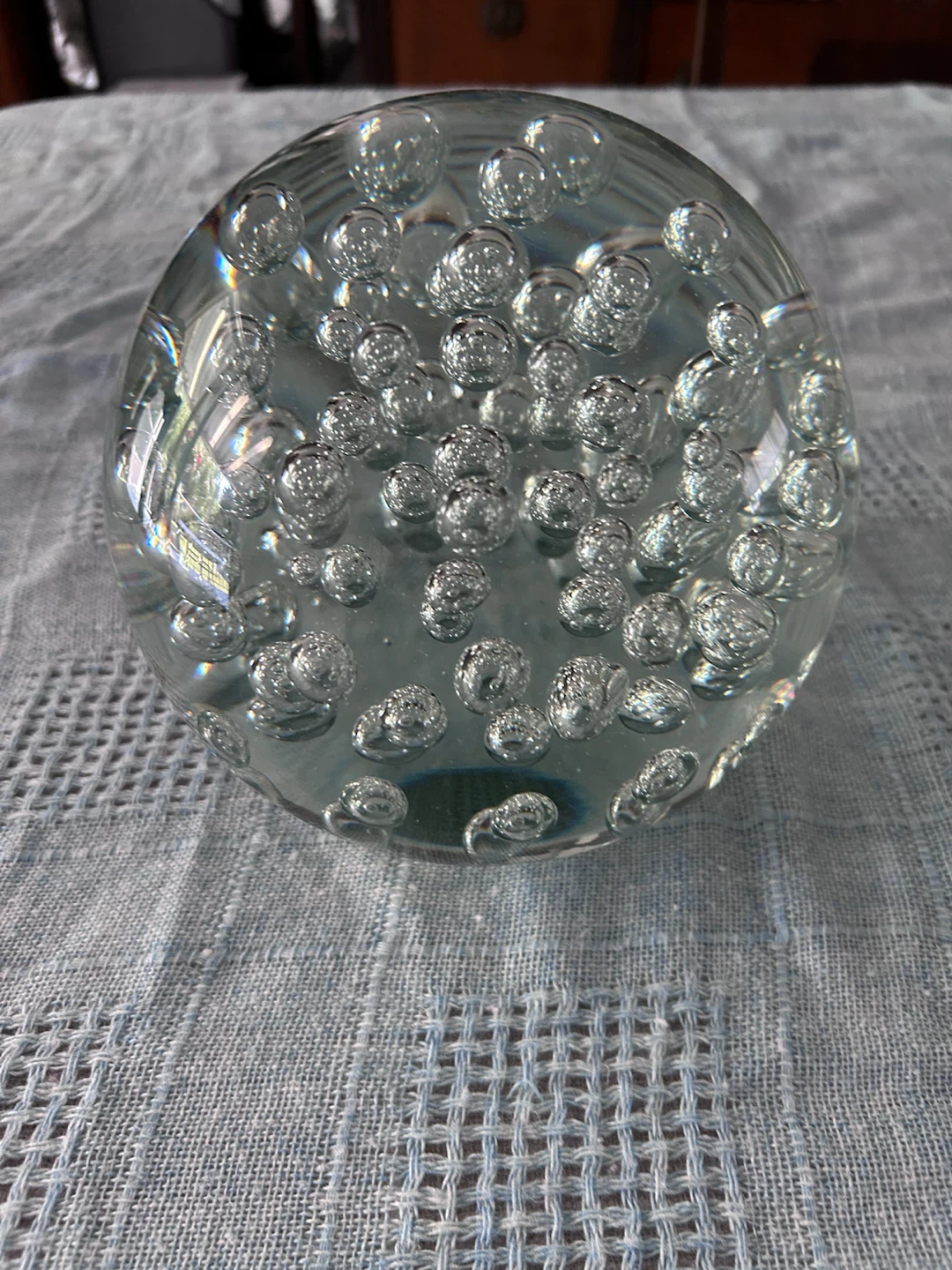 Glass Paperweight with Bubbles