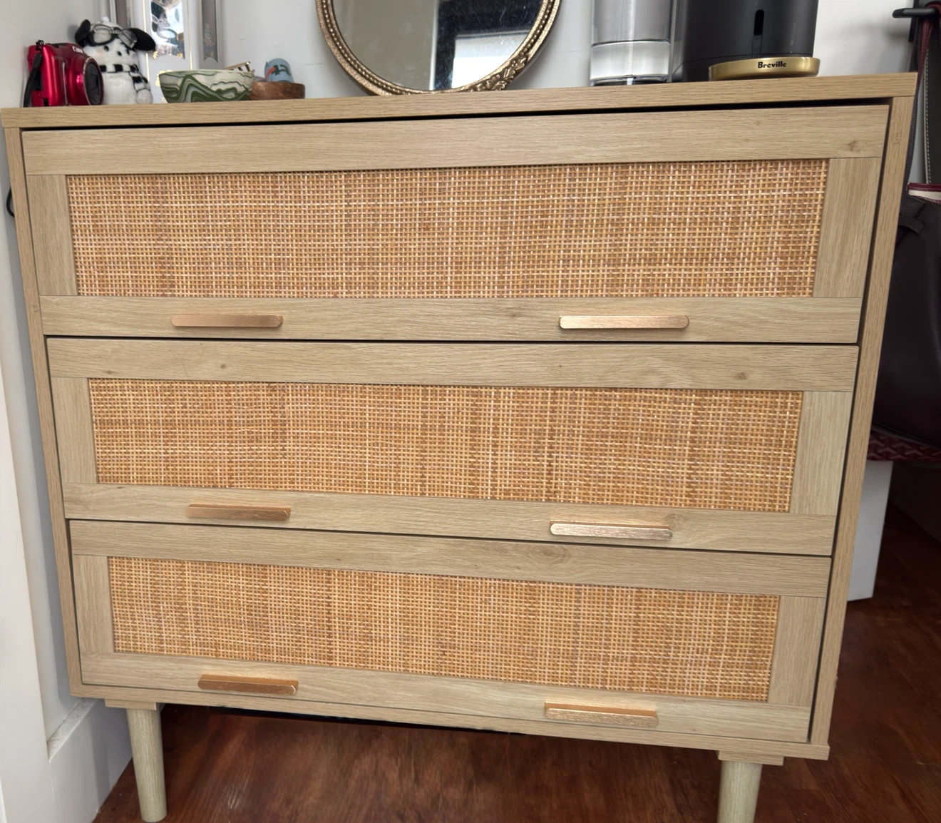 3 Drawer Rattan Dresser