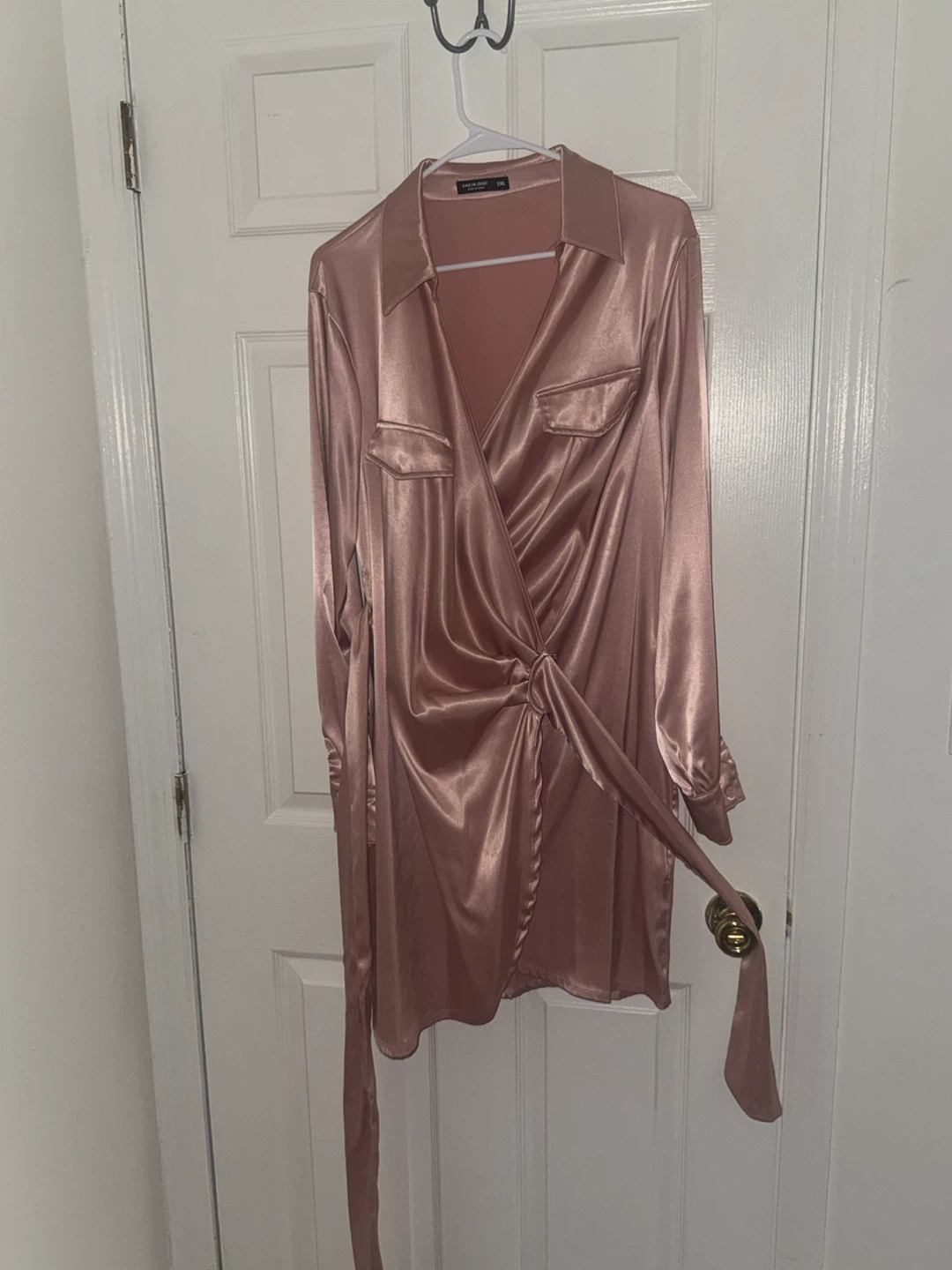 Satin Wrap Mini Dress - photo 2