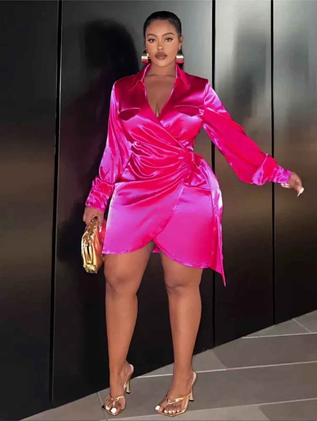 Satin Wrap Mini Dress - photo 3