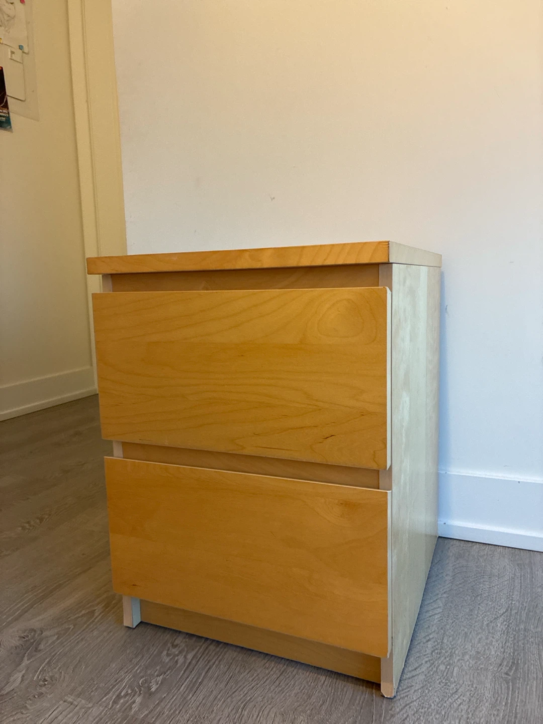 Light Wood 2-Drawer Nightstand