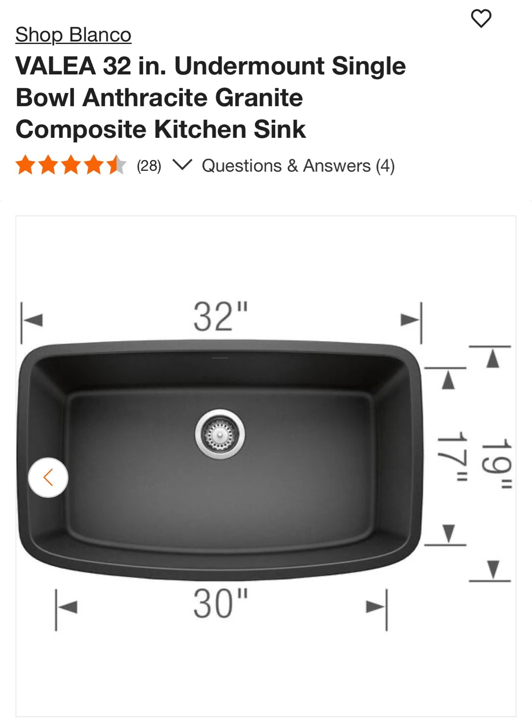 Blanco VALEA 32 in. Undermount Bowl Anthracite Kitchen Sink - photo 2