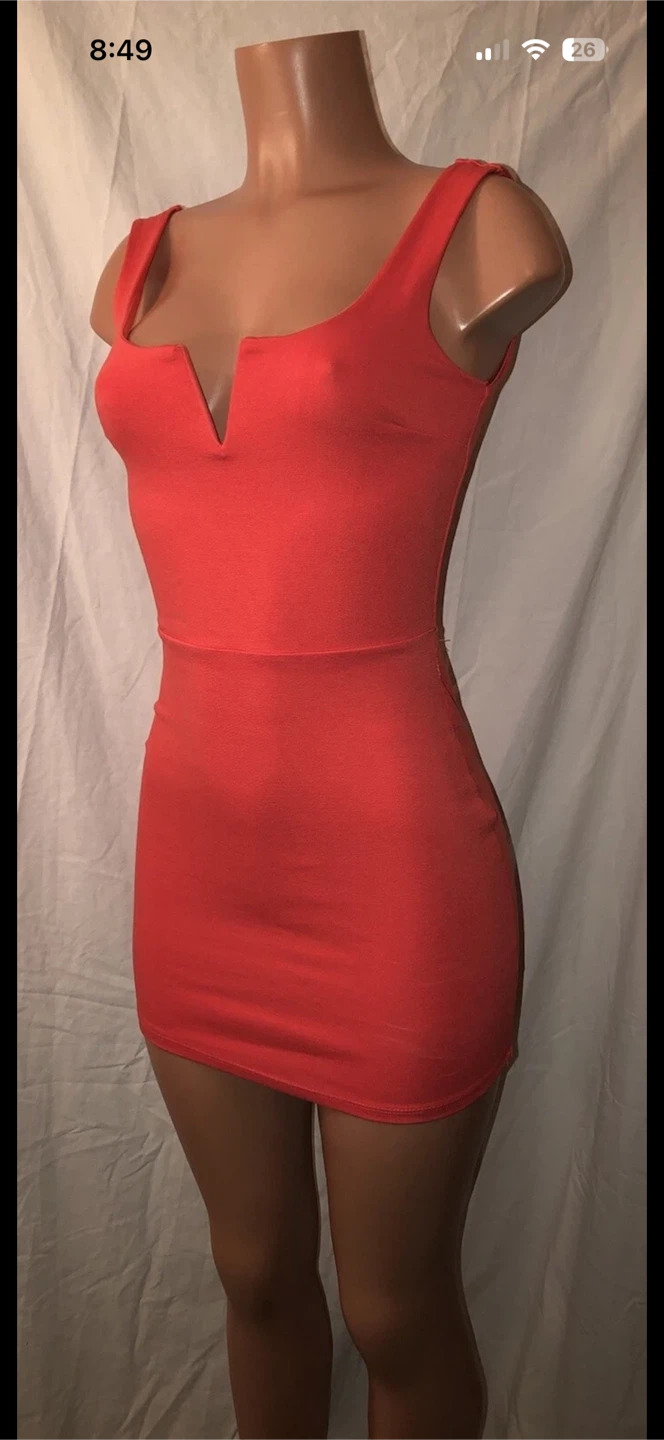 Fashion Nova Coral Peach Open Back Bodycon Dress XS 0 2 - photo 2