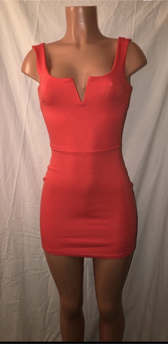Fashion Nova Coral Peach Open Back Bodycon Dress XS 0 2 - photo 4