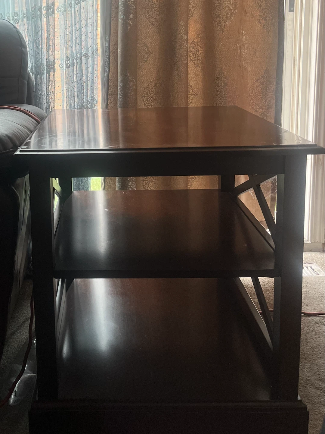 Wooden End Table with Two Shelves