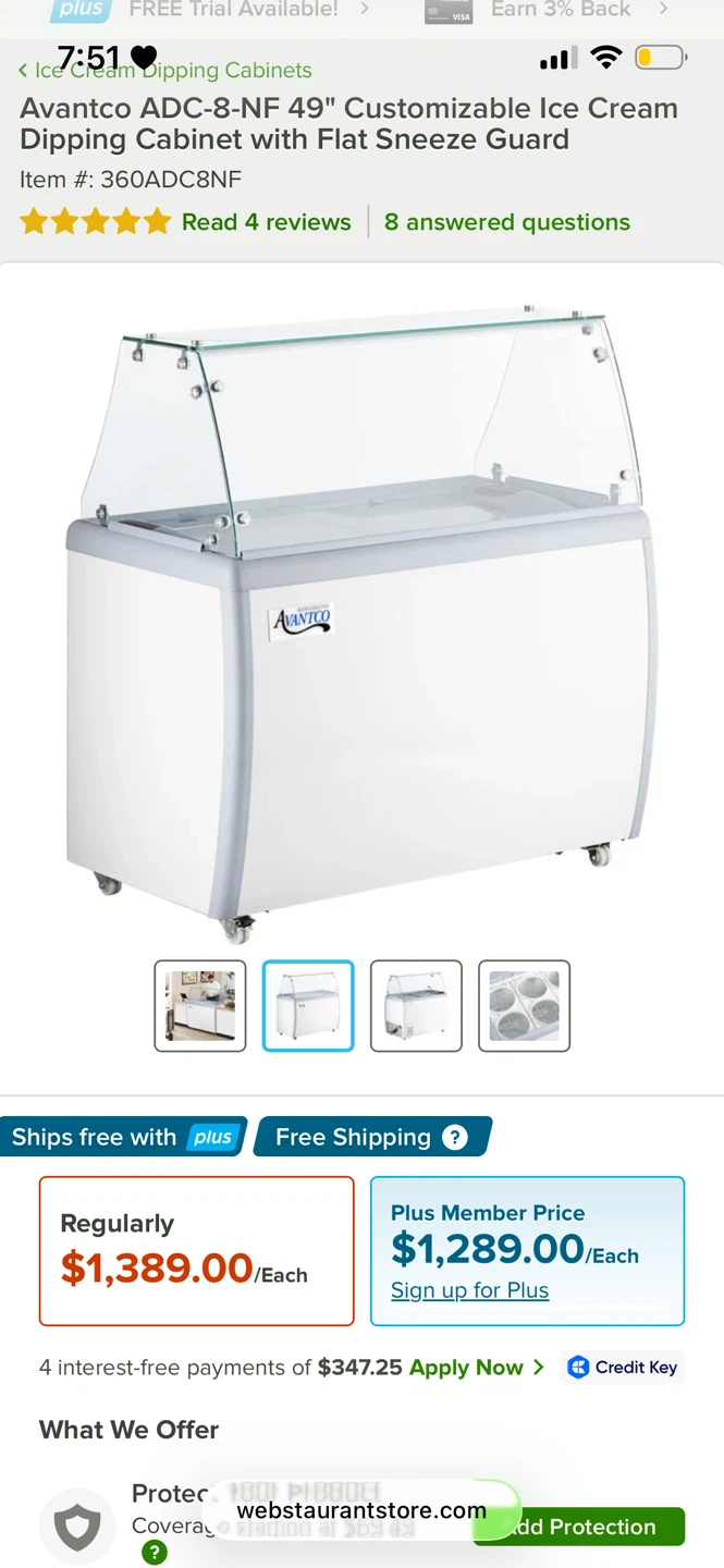 Avantco ADC-8-NF 49" Ice Cream Dipping Cabinet
