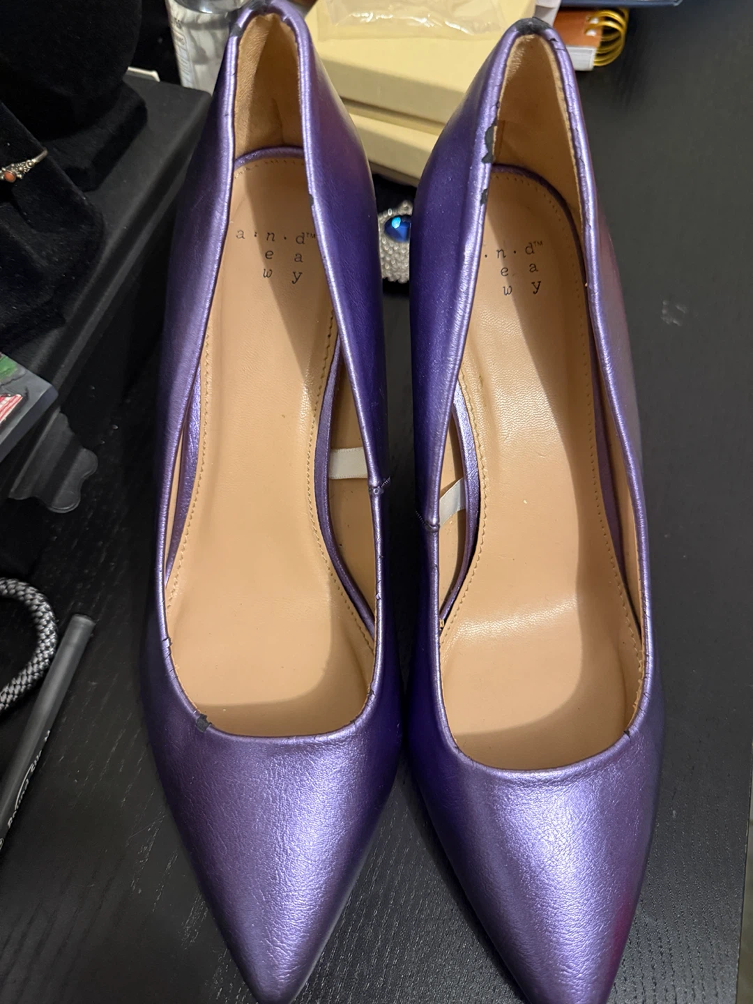 A New Day Purple Metallic Pointed Toe Heels