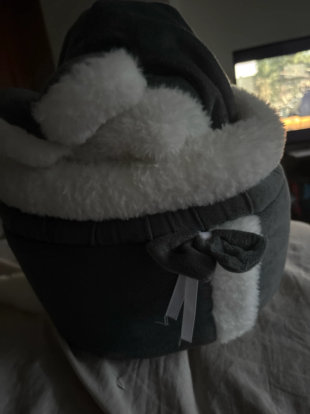 Plush Pet Bed with Santa Hat