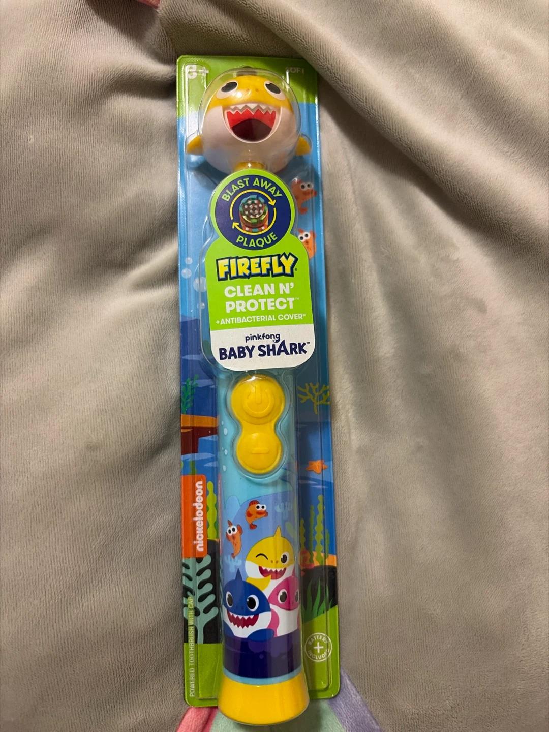 Firefly Baby Shark Soft Toothbrush with Antibacterial Cover